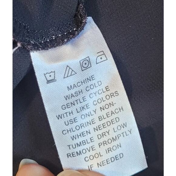 VTG California Dynasty Black Beaded Lace Chiffon Slip Dress L Asymmetrical Hem - Picture 10 of 10